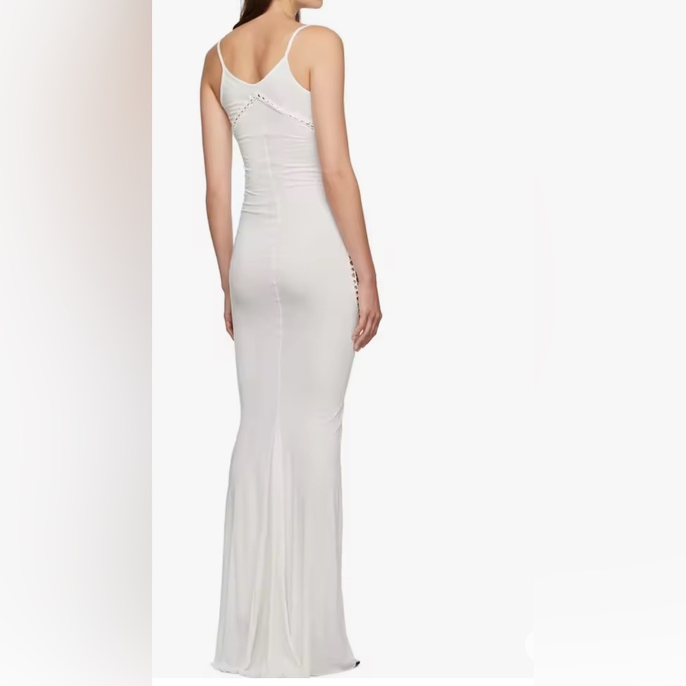 Micas Off-White Pleated Maxi Dress NWT | Hollow Out Slip Style Size S - Picture 9 of 9